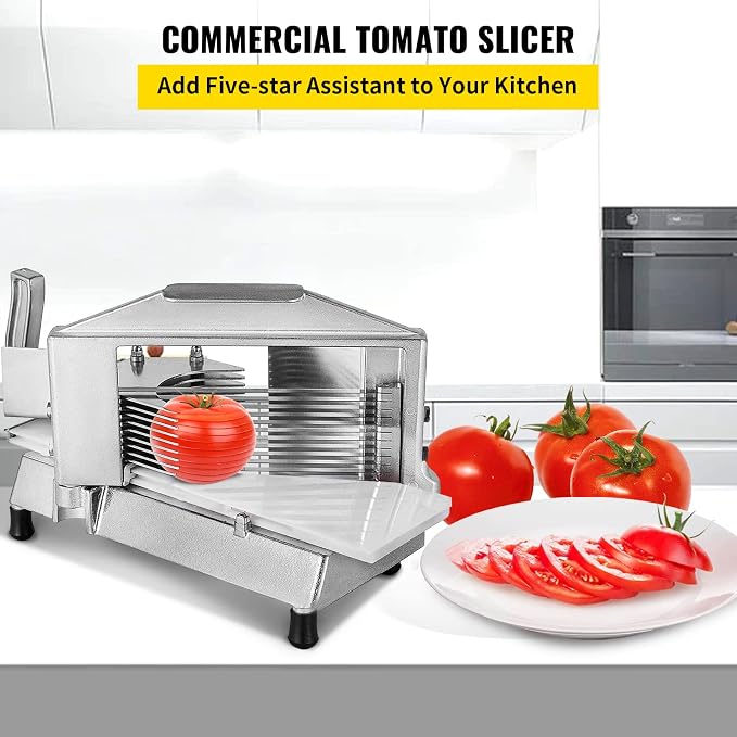 VEVOR Commercial Tomato Slicer, 1/4 inch Tomato Cutter Slicer, Stainless Steel Heavy Duty Cutter Machine, Manual with Non-slip Feet, for Cutting Tomatoes, Cucumbers, Bananas
