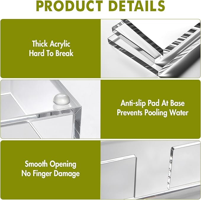 Kordory Acrylic Guest Towel Holder Tray for Bathroom, Clear Counter Rectangular Bathroom Napkin Holder for Ktichen, Modern Disposable Hand Towel Holder Tray for Home, Bar, Hotel, Office