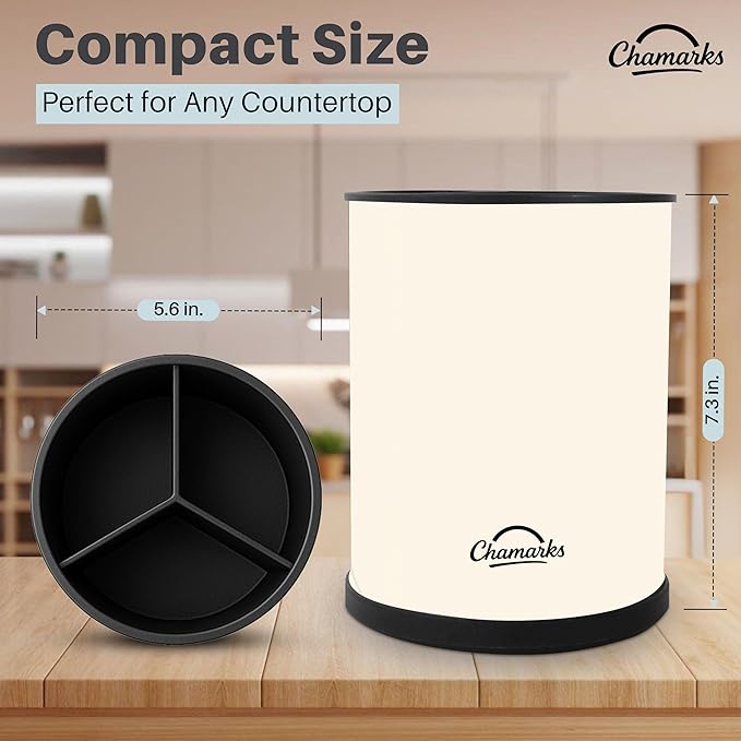 Kitchen Utensil Holder and Countertop Organizer. (Cream)