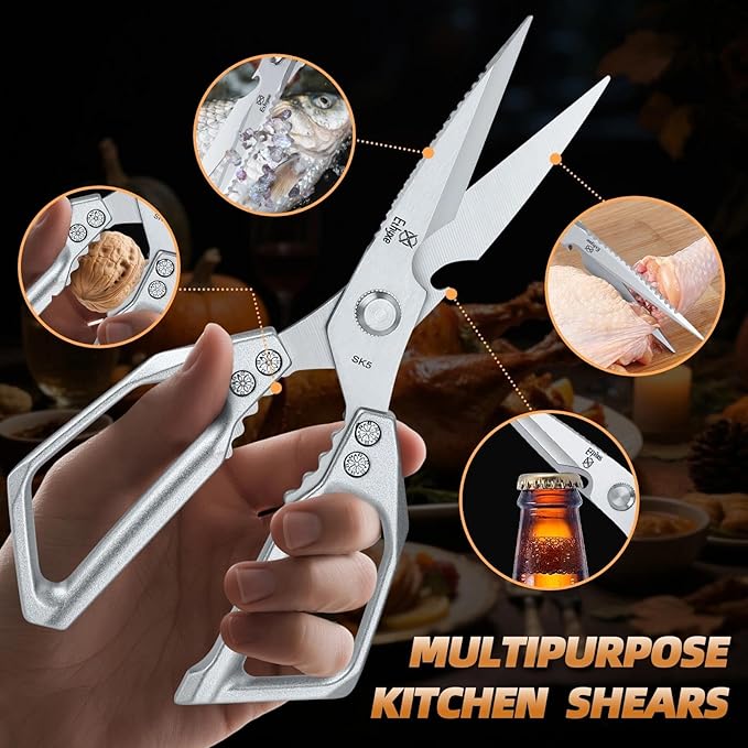 Kitchen Scissors All Purpose - Heavy Duty Poultry Shears, Ultra Sharp Japanese Steel Cooking Scissors for Food, Dishwasher Safe