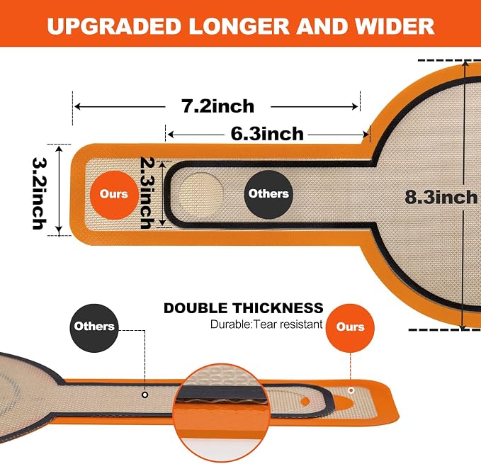 Silicone Bread Sling Dutch Oven - Best Japan Silicone. Non-Stick & Easy Clean Reusable Bread Baking Mat. With Extra Long Handles Bread Baking Sheet Liner, 2 Orange Set for Transferable Dough