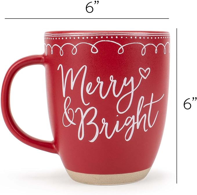 Elanze Designs Merry Raw Clay Bottom Red 16 ounce Ceramic Christmas Coffee Mug