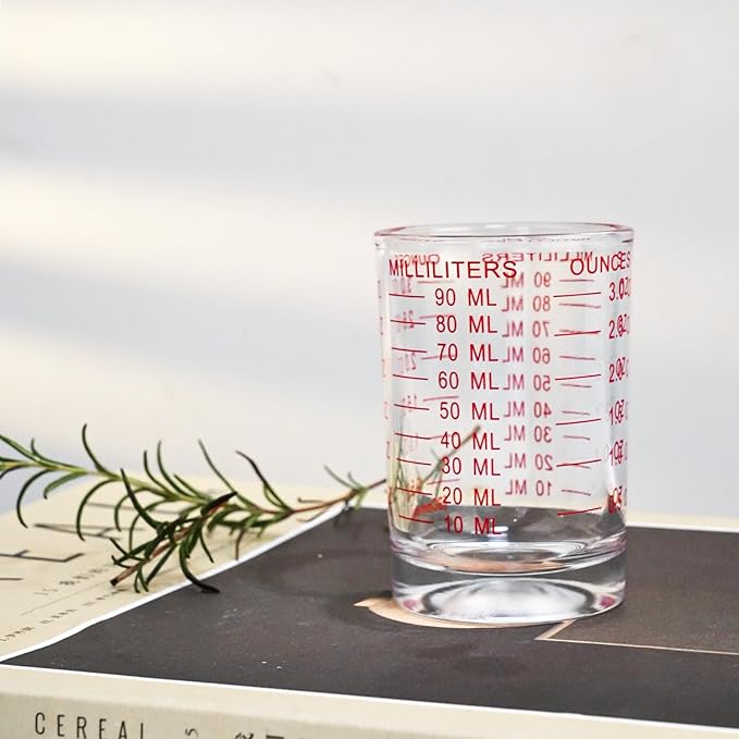BCnmviku 1 PACK Shot Glass Measuring Cup 3 Ounce/90ML Liquid Heavy High Espresso Glass Cup