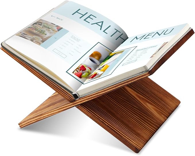 Geetery Book Stand Book Holder for Display Reading Textbook Holder Open Display Stand for Open and Closed, Cookbook, Magazines, Textbooks, Recipe(Dark Brown)