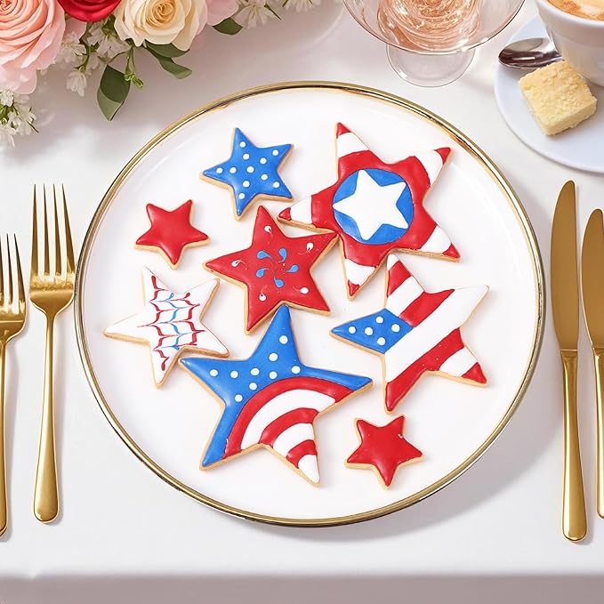 7-Piece Star Cookie Cutter Set with Metal Storage Tin | Stainless Steel Baking Tools for Cookies, Biscuits, Sandwiches | Kids Holiday Party Gift, Food Safe & Dishwasher Safe
