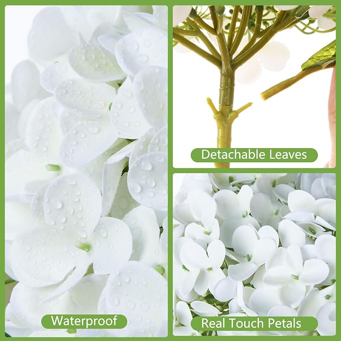 Artificial Hydrangea Flowers Arrangements in Glass Vase for Home Decoration, Faux Hydrangea Flowers for Floral Arrangements with Faux Water Wedding Bouquets Kitchen Table Centerpiece Decor