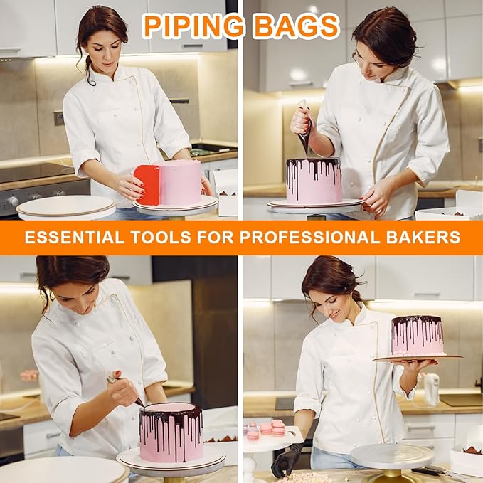 Piping Bags,100pcs 12 Inch Anti Burst Disposable Cake Decorating Bags,Non-Slip Pastry Bags-Ideal for Cakes,Cream Frosting and Cookie Decorating