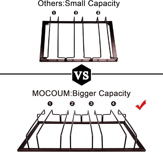 MOCOUM Wine Glasses Rack Under Cabinet Stemware Rack, Wine Glass Hanger Rack Wire Wine Glass Holder Storage Hanger for Cabinet Kitchen Bar (Brown, 4 Rows 1 Pack)