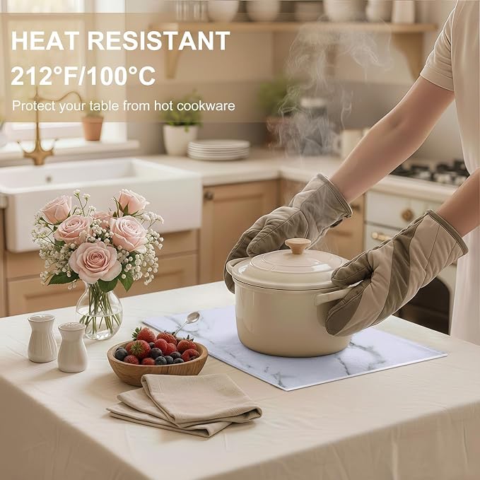 homing Faux Leather Heat Resistant Placemats 8 Packs, Waterproof Wipeable Dining PU Place Mats for Indoor & Outdoor, Easy to Clean, Marble