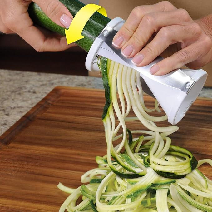 Veggetti Veggie Slicer,Dual Stainless Steel Blade Vegetable Cutter for Thick or Thin Noodle,Works with Zucchini,Squash,Cucumbers,Carrots,and more,2.76"L x 2.76"W x 6.32"H,White,(Pack of 6)