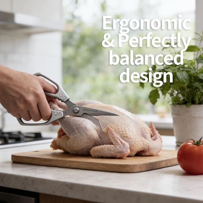 Kitchen Scissors for Food, Heavy Duty Kitchen Shears All Purpose, Japanese Poultry Shears, Meat Cutting Scissors, Chicken Scissor, Cooking Gifts for Men Women