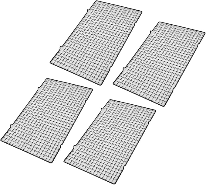 4 - Piece Set Stainless Steel Cooling Rack | Heavy - Gauge Grid for Even Baking/Cooling | Dishwasher Safe Barbecue Rack for Cookies, Meat & Veggies | 15.9 x 9.8 Inch