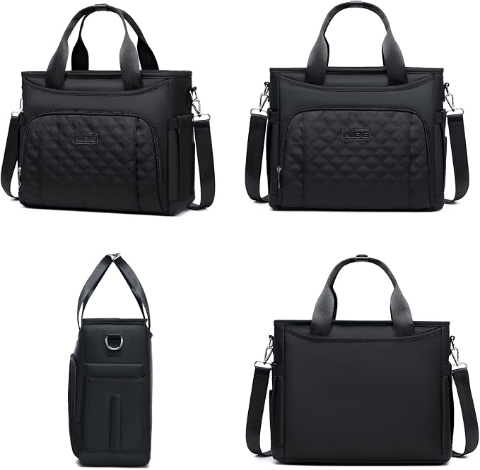 AIJIEKE Large Insulated Lunch Bag for Women Men, Work Lunch Box Tote, Black | Leakproof, durable multi-compartment cooler. Reusable with shoulder strap. Perfect for travel meal prep, picnic, beach