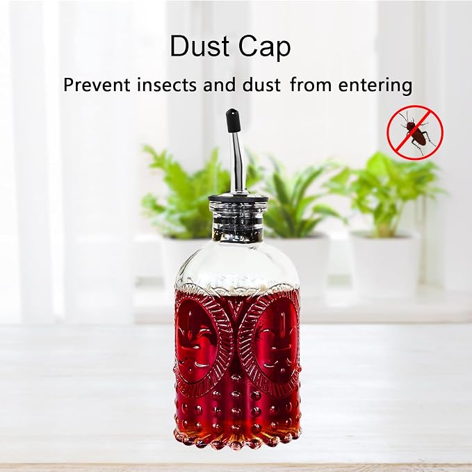 Syrup Dispenser Bottles Set - 5 Pack Simple Syrup Bottles with Metal Pour Spout and Dust Caps,For Syrups,Honey,Olive Oil,Condiments,Syrup Dispenser for Coffee Bar with Labels