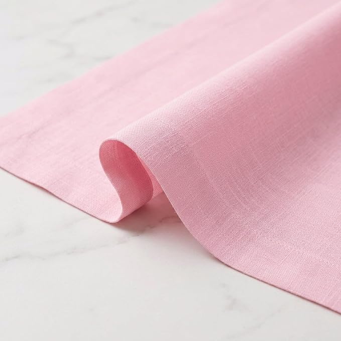 Solino Home Linen Pink Lemonade Table Runner 72 Inches Long - 100% Pure Linen 14 x 72 Inch Table Runner for Spring, Summer - Fete