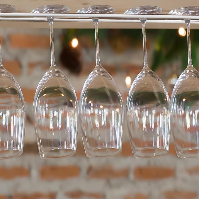 Enenes Heavy Duty Metal Stemware Rack 2 Pack 10.3 Inch Under Cabinet Hanging Wine Glass Holder for Kitchen Bar, Organize Cups, Goblets, Wine Glasses