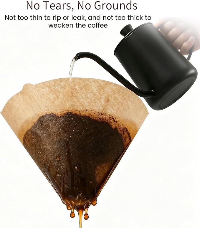 Clinuse Cone Coffee Filters #2, 300 Count Unbleached Size 02 Coffee Filter, Disposable Natural Paper Filters 2-4 Cup, 02 Cone Filters for Pour Over and Drip Coffee Maker