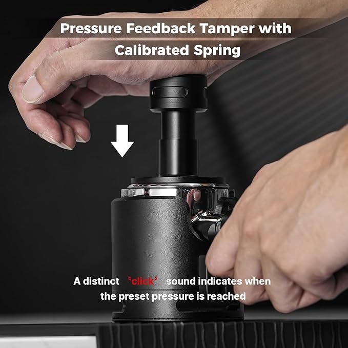 IKAPE V5 58.5MM Impact Espresso Tamper, Coffee Tamper with 15lb / 25lb / 30lb Replacement Springs, Espresso Tamper with sound Feedback