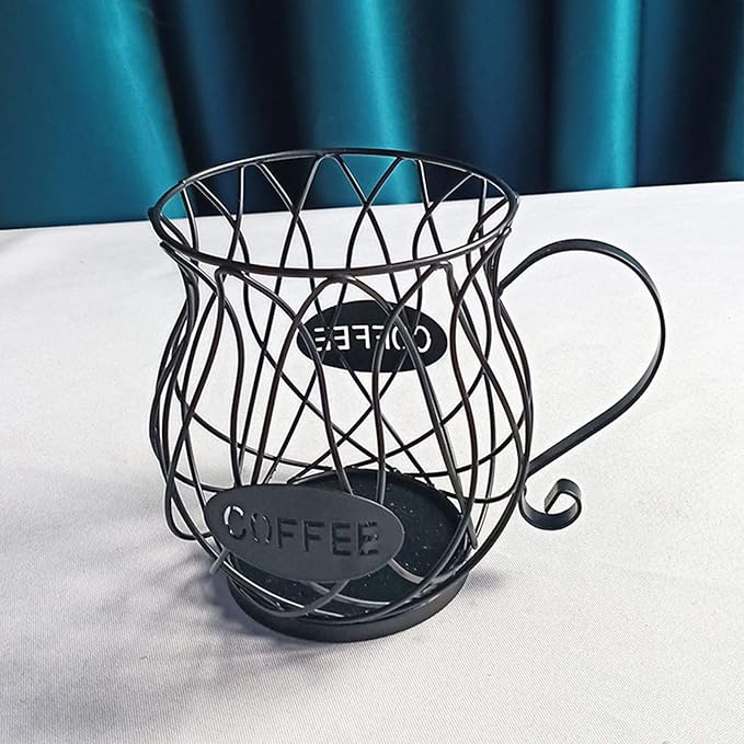 Coffee Pod Holder,Mug Shape Coffee Capsule Storage Basket Organizer for for Coffee Station Bar Decor Restaurant Tea Room Kitchen Countertop (Silver)