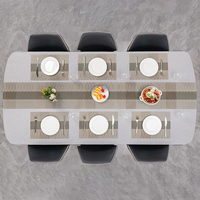 Placemats Set of 6, Vinyl Woven Place Mats Indoor Set of 6 Washable Wipeable PVC Table Mats Heat-Resistant Non Slip Placemat for Kitchen Dining Outdoor Table (Gray Dark Gray, Set of 6)