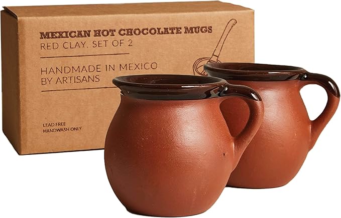 Mexican Hot Cocoa Mugs by Verve CULTURE, Ceramic Coffee Mugs, Authentic and Cute Mug Gifts for Women and Men, Tea and Coffee Cups, Mother’s Day Gifts, Set of 2, 14oz. Mugs