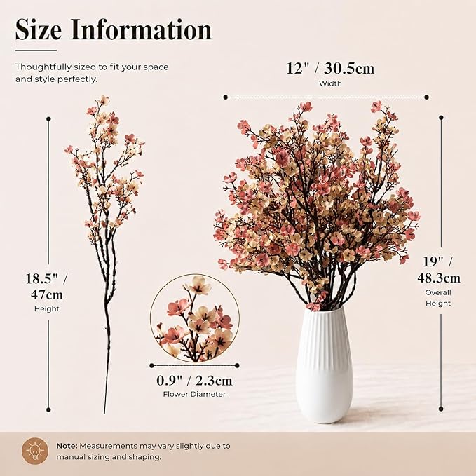 Mandy's Beige Brown Artificial Baby’s Breath Flowers 6 Bundles Silk Gypsophila, 18.5 Inch European Style Modern Home Decor Centerpiece, Neutral Wedding Flower Arrangements