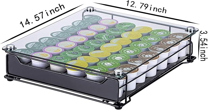 K-Cup Storage Coffee Capsules Pod Holder Glass Top Drawer Capsule Display Storage for k-cup 42pods