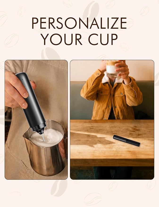 Rechargeable Milk Frother Hanheld, Frother Wand Drink Mixer Handheld Coffee Stirrers Electric Frother for Coffee Mixer Wand -Black
