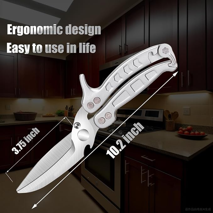 Poultry Shears Scissors Heavy Duty,Kitchen Shears,Multi-purpose Stainless Steel Kitchen Scissors for Christmas Turkey Food , Chicken,Fish,Meat,Separable easy to clean thoroughly,Dishwasher Safe.