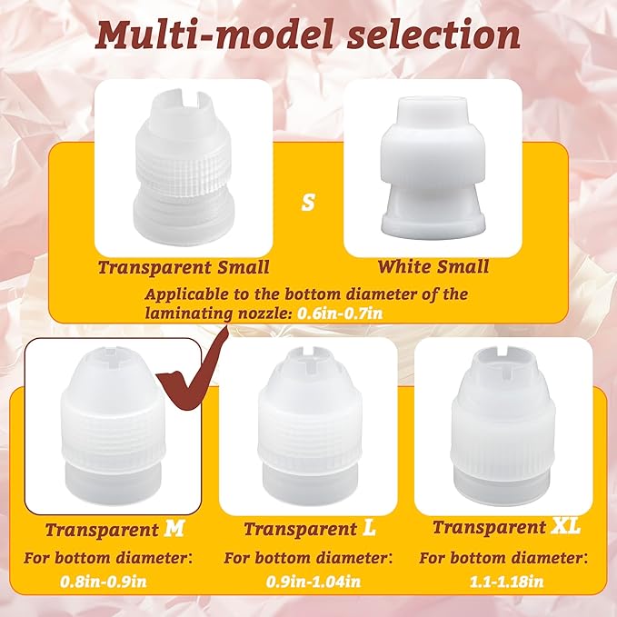 10 Pack Piping Bag Couplers for Icing Nozzles, Medium Couplers for Piping Bags, Transparent - Medium sized