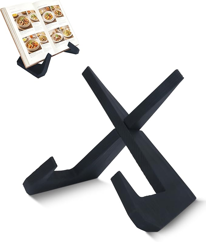 Cookbook Stand for Kitchen, Wooden Cookbook Holder, Rustic Cook Book Holder Stand with Natural Wooden Grains, Recipe Book Holder for Kitchen Counter Gift for Home Chefs Cook Lovers