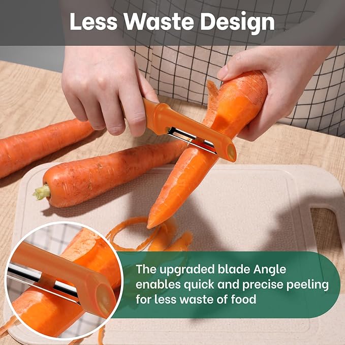Beneno Swivel Vegetable Peeler, Razor-Sharp Smooth Peeling Potato Peelers with Stainless Steel Blades, Ergonomic Comfort Non-Slip Rubber Handle, Durable Kitchen Peelers with Potato Eye Remover, Orange