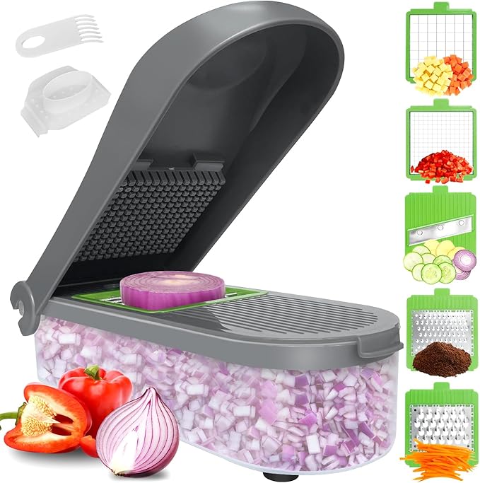 LHS Manual Food Processor Large Vegetable Chopper, 1003ML Pull String Chopper Garlic Mincer Onion Cutter for Veggies,Salad,Fruits, Nuts, BPA Free, WHITE