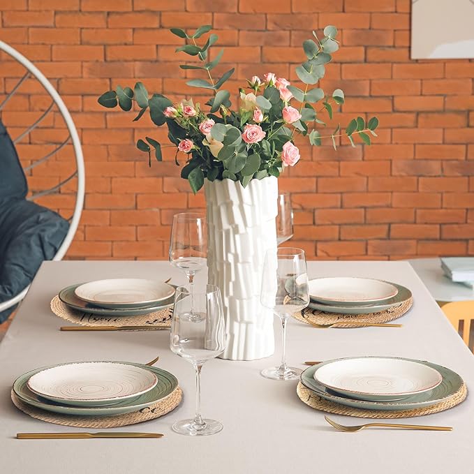 13 Inch Farmhouse Round Placemat Set of 6 Cotton Circle Cloth Placemats Boho Woven Table Place Mats for House Warming Gifts New Home Supplies(Rattan Color,Natural Rattan)