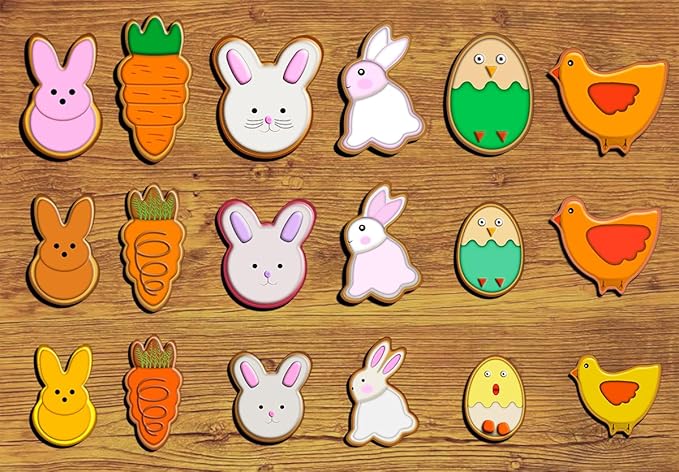 18 Pieces Easter Cookie Cutter Set - Bunny, Bunny Face, Rabbit, Egg, Chick, Carrot - Stainless Steel Easter Cookie Cutters - Large Cookie Cutters for Spring Holiday Baking