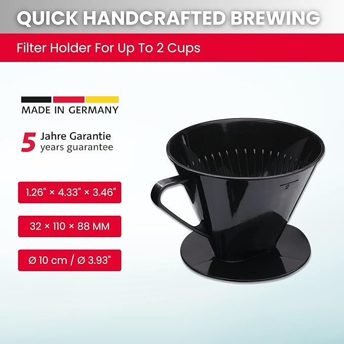 Westmark Pour Over Coffee Dripper, Coffee Filter Cone Size 2, Reusable Plastic for Manual Brewing, Up to 2 Cups, Model 24422261