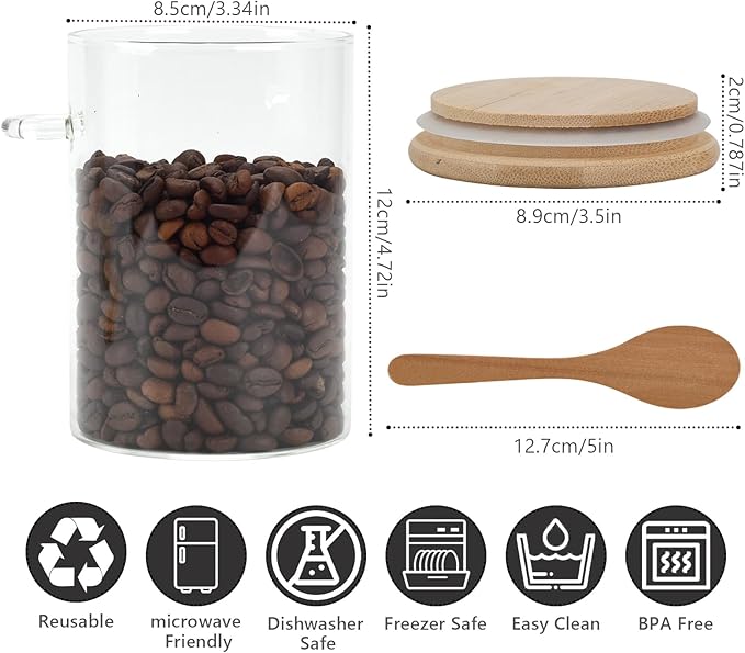 6-Pack 16oz Glass Meal Prep Jars with Lids & Spoons - Stackable Overnight Oats Containers, Airtight Cereal & Yogurt Jars for Kitchen & Pantry Organization