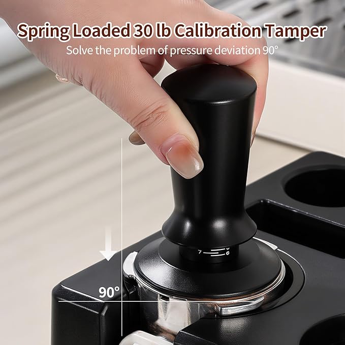 10PCS Espresso Accessories Kit - Espresso Knock Box and Tamping Station,Coffee Tamper,Distributor,WDT,Dosing Funnel,Puck Screen,Brush,Coffee Spoon,Latte Pen,16 Stencils Fits Breville 54mm Portafilter