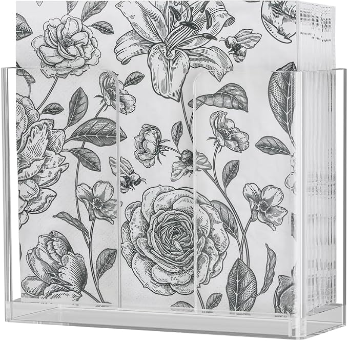 2 Pack Acrylic Napkin Holder, Clear Upright Napkin Dispenser with Non-Slip Pads, Disposable Paper Hand Towel Holder for Dinner Kitchen Restaurant Party
