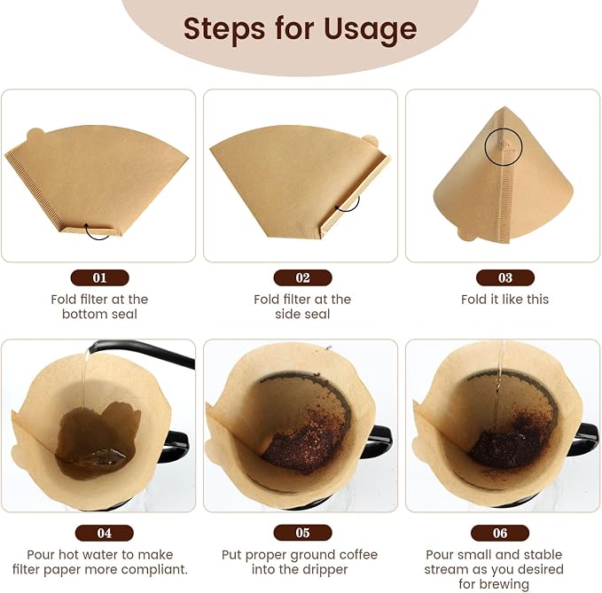 200 Count Cone Coffee Filters #2, Clinuse Unbleached Size 02 Coffee Filter 2-6 Cup, Disposable Natural Paper Filters, 02 Cone Filters for Pour Over and Drip Coffee Maker