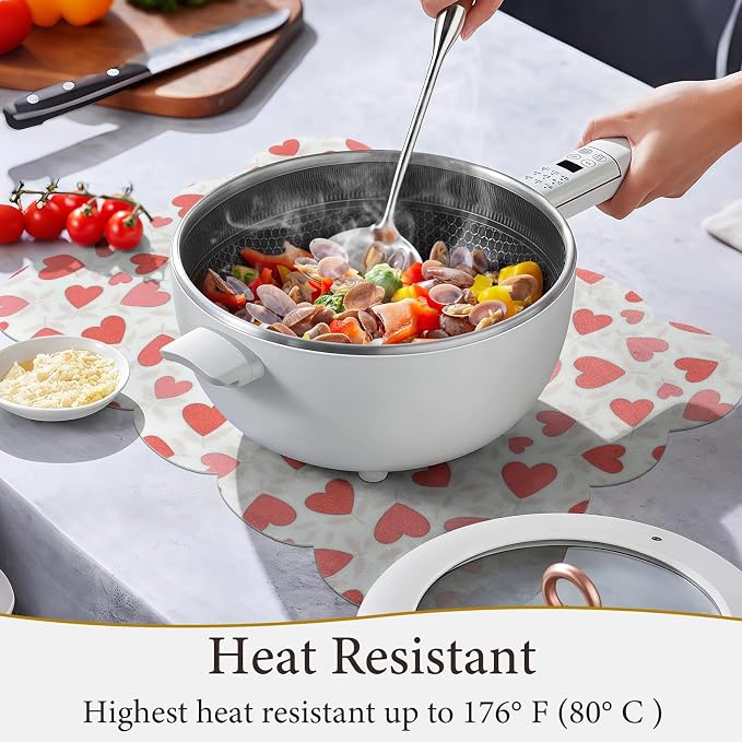 Vinyl Placemats Set of 4-12x17 Inch - Heat Resistant Washable Place Mats Waterproof Non-Slip Wipeable Table Mats for Dining Table Decor, Indoor/Outdoor Plastic Love Mat.