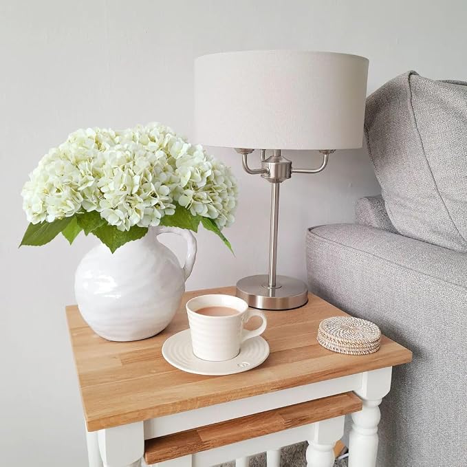 JINWOE White Flowers Hydrangea Artificial Flowers, 4Pcs 20" Real Touch Lifelike Faux Silk Flowers, Full Fake Artificial Hydrangeas with Stems for Bouquet Table Centerpieces Spring Home Decoration