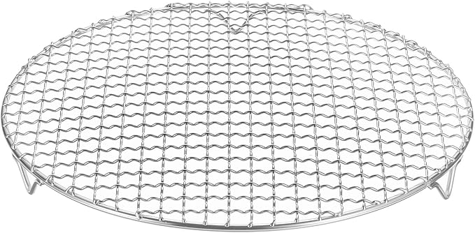 M METERXITY Cooling Rack, 11.6" Round Stainless Steel Baking Rack with 20mm Legs for BBQ/Cooking/Roasting/Grilling/Steaming/Drying, Wire Cooling Rack for Baking [Silver]
