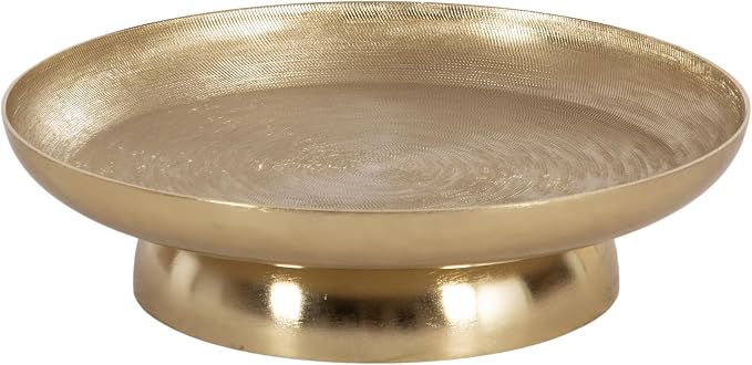 Kate and Laurel Stovring Modern Metal Round Lazy Susan, 12 Inch Diameter, Gold, Transitional Aluminum Circular Rotating Pedestal Tray Organizer for Tabletop Decor or Kitchen Storage