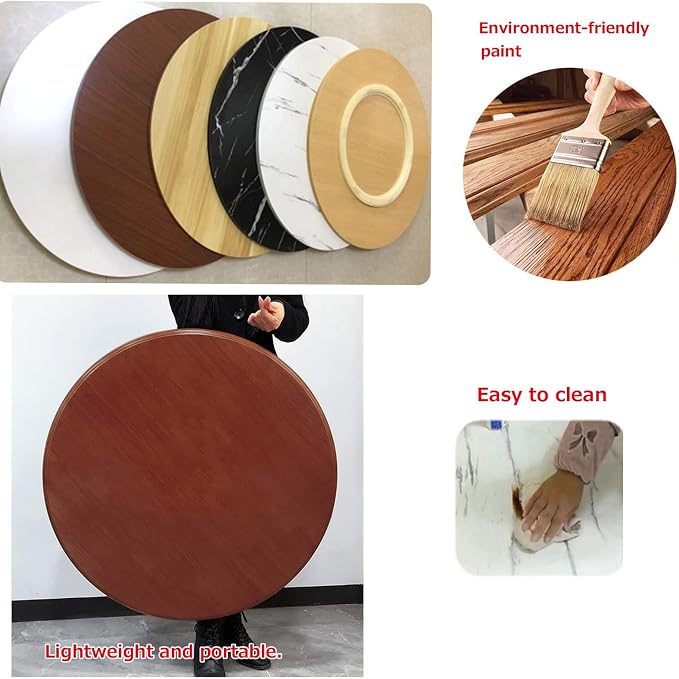 Round Rotating Serving Tray 6 Colors Wooden Large Lazy Susan Turntable, Ø20in-39inch, Stable, Silent, And Very Easy To Rotate, 360° Swivel Serving Plate For Kitchen Dining Table (Color : Red-brown,
