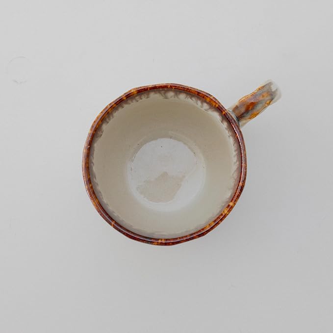 Asayu Japan Drip Blue & Brown Ceramic Cup Set – Handmade Japanese Mugs with Glazed Rim Effect (Set of 2)