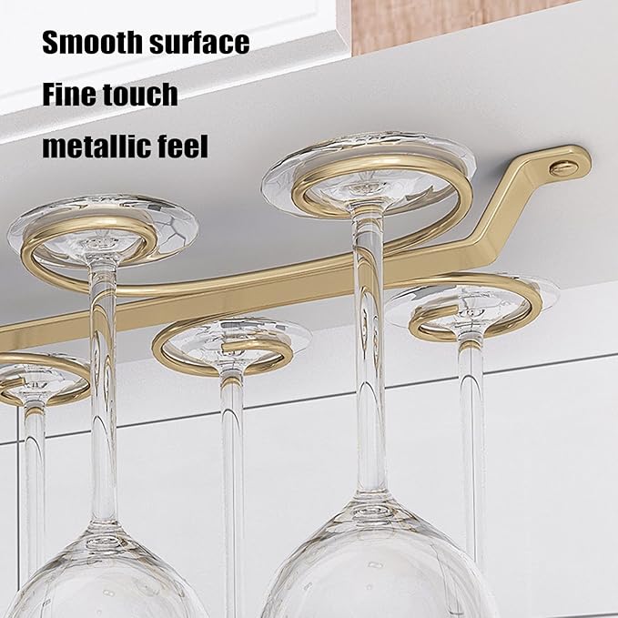 Under Cabinet Wine Glass Holder Iron 12 Hooks, Black Wire Hanging Rack, Storage Hanger Organizer, Space Saving, With 6 Hooks For Multiple Uses, Easy To Install