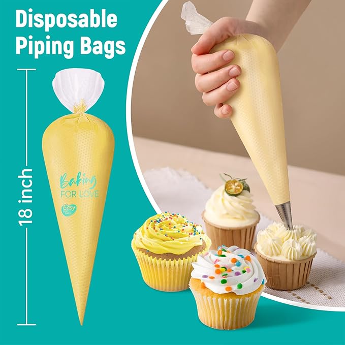 18 Inch Thick Disposable Piping Bags, 100PCS Anti Burst Pastry Bags for Cake Decorating Cream Frosting and Baking Supplies, Tipless Piping