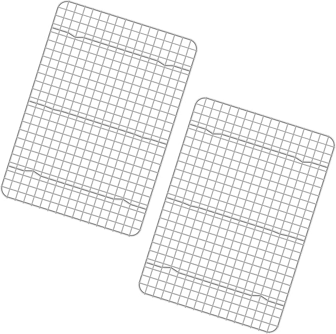 KORCCI Cooling Rack 2pcs 11.5 X 16.5" - 304 Stainless Steel Wire Cookie Rack for Cooking & Baking, Oven-Safe, Dishwasher-Safe, Heavy Duty, Large Grid Cooling Rack for Roasting