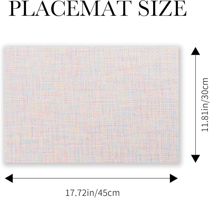 BACKTOEDEN Placemats Set of 6 Heat Resistant Washable Wipeable Placemat Woven Non-Slip Foldable Vinyl/Plastic Place Mats Indoor/Outdoor Mat Kitchen Dining Table Pad, Bright Silk Colorful